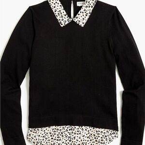 J. Crew Factory Black Cat Combo Collar Sweater